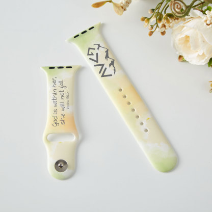 God Is within Her Engraved Christian Print Watch Band