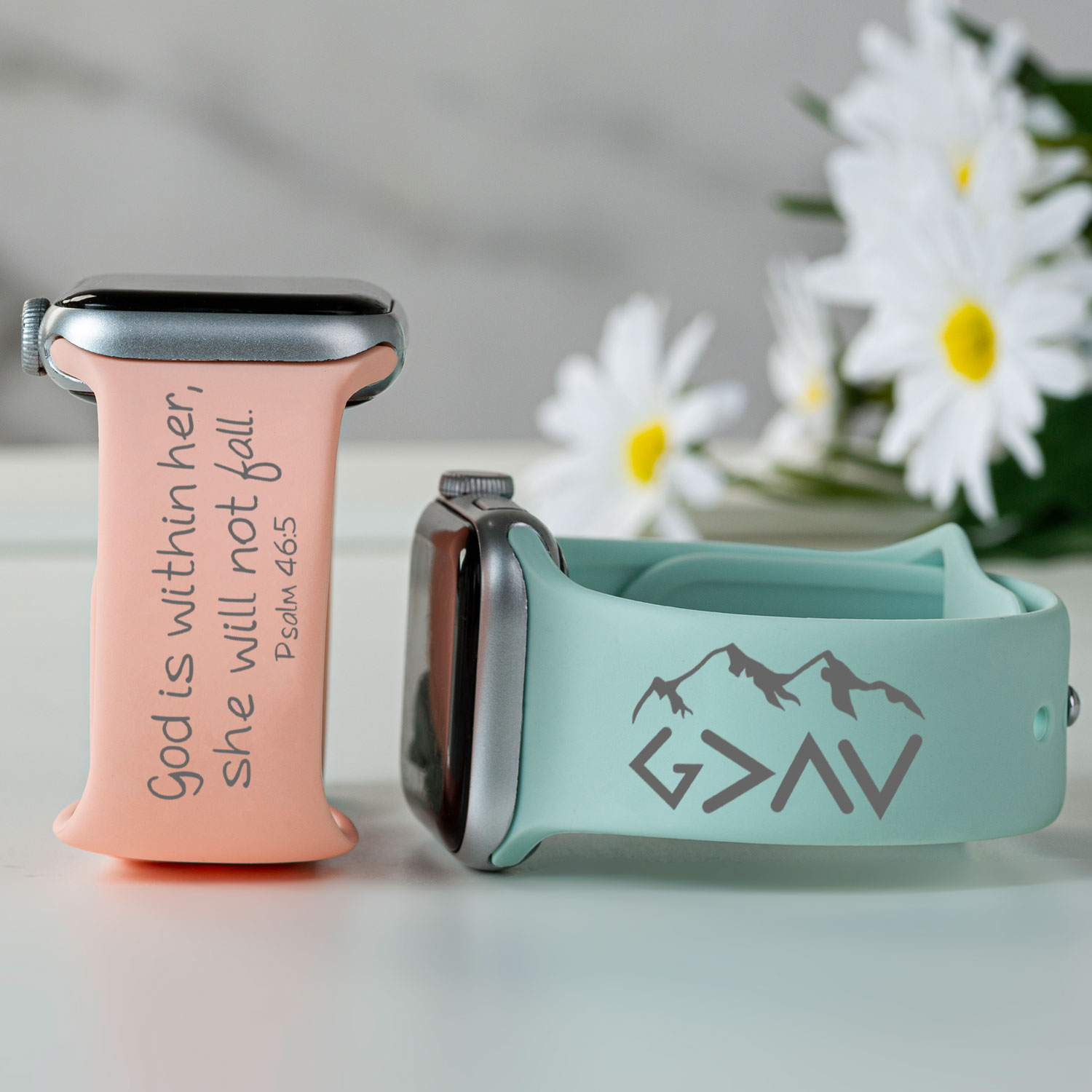 God Is within Her Engraved Watch Band for Apple, Fitbit and Samsung