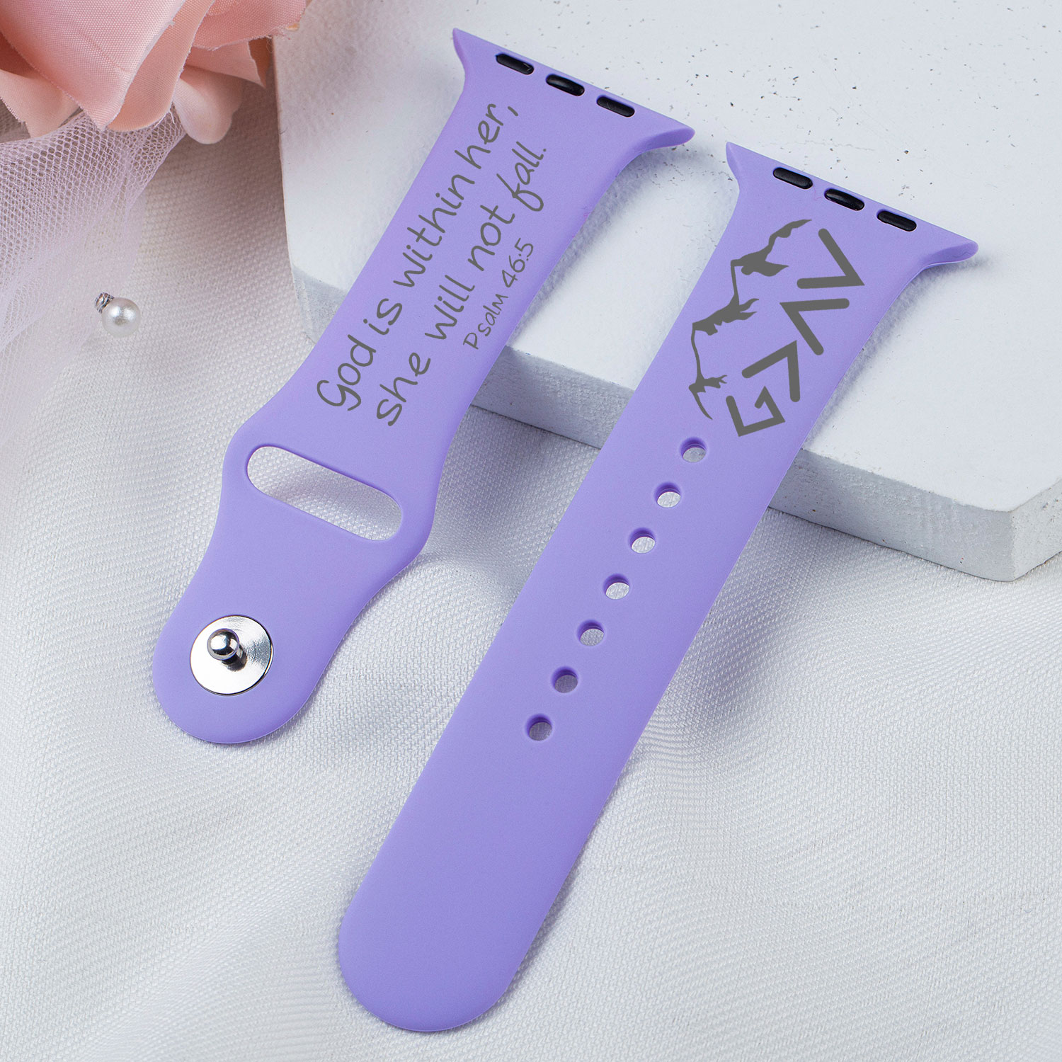 God Is within Her Engraved Watch Band for Apple, Fitbit and Samsung
