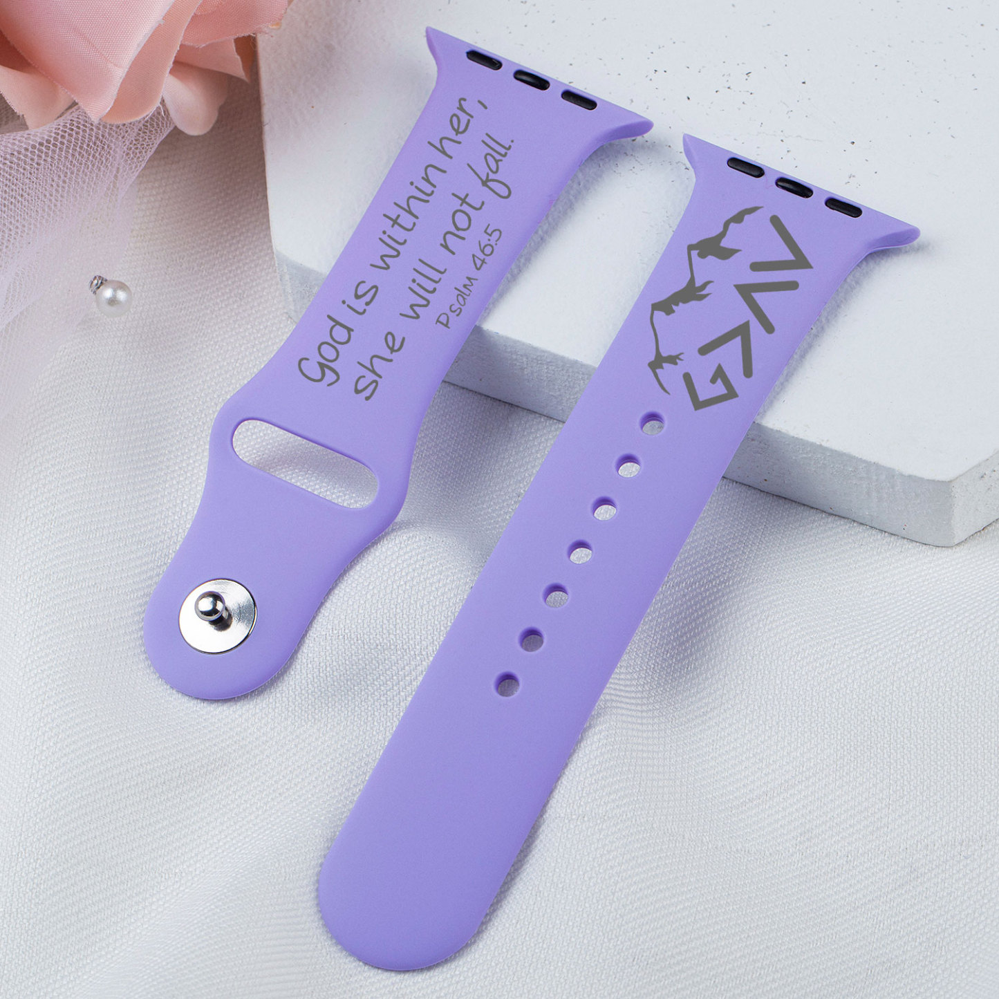 God Is within Her Engraved Watch Band for Apple, Fitbit and Samsung