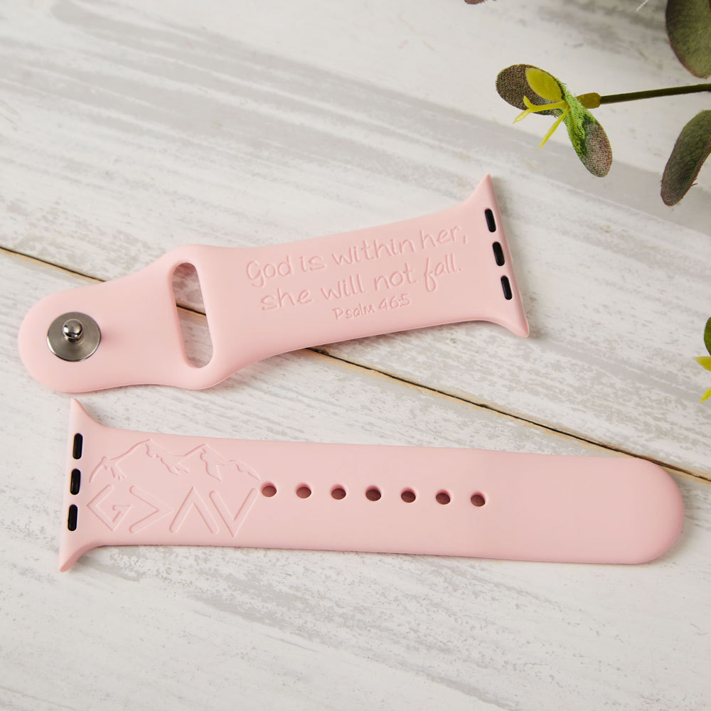God Is within Her Engraved Watch Band for Apple, Fitbit and Samsung
