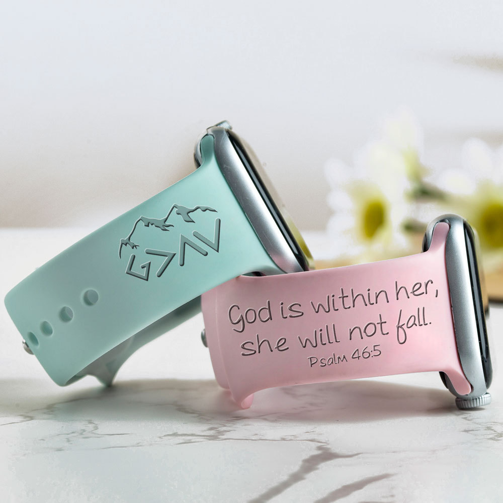 God Is within Her Engraved Watch Band for Apple, Fitbit and Samsung