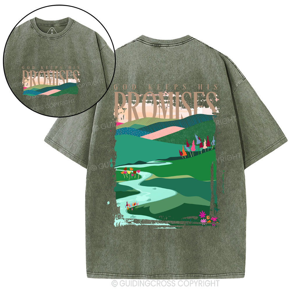 God Keeps His Promises Christian Washed T-Shirt