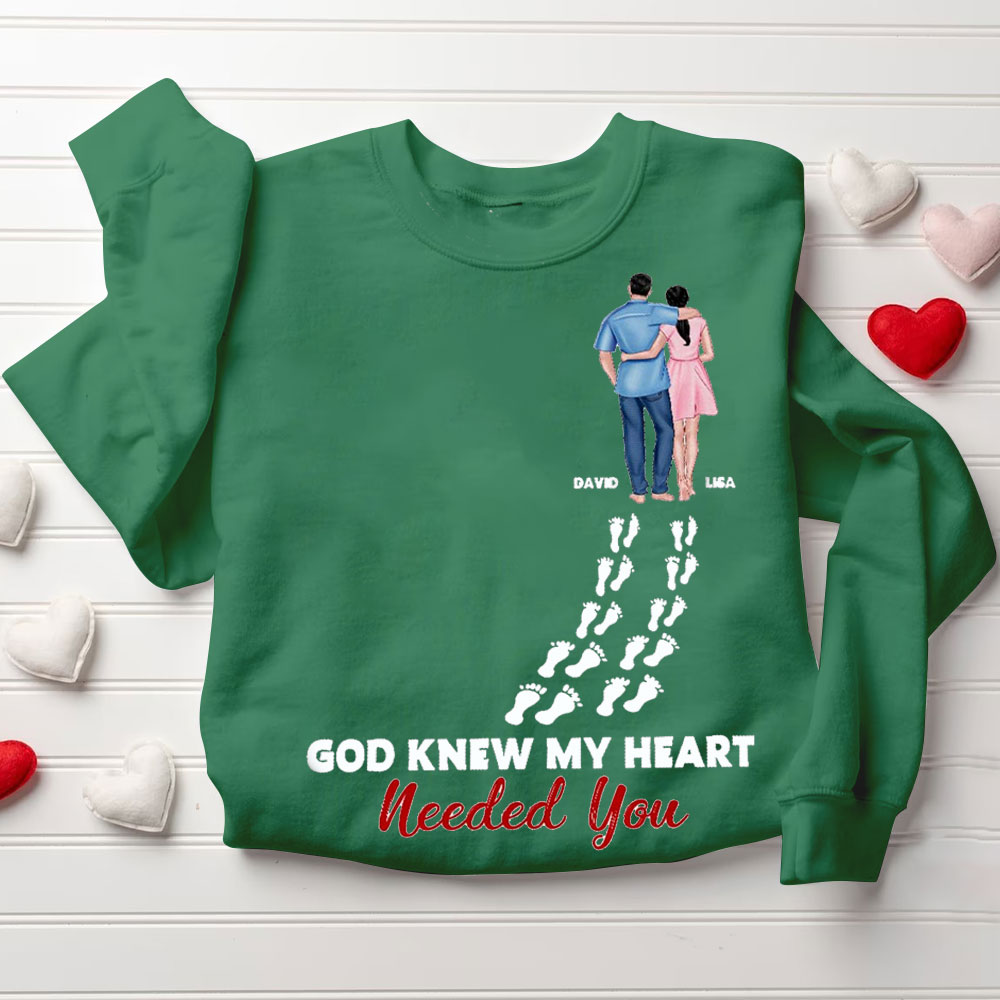 Perseonalized God Knew My Heart Needed You Christian Couple Sweatshirt