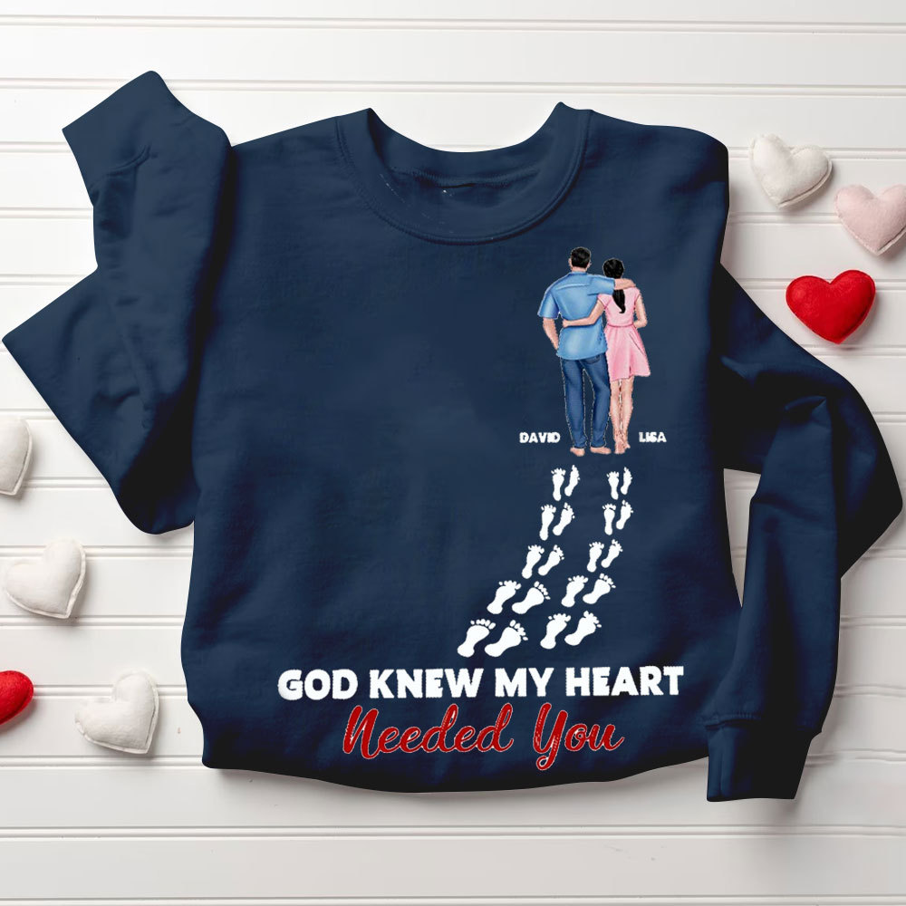 Perseonalized God Knew My Heart Needed You Christian Couple Sweatshirt