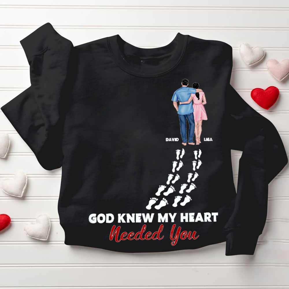Perseonalized God Knew My Heart Needed You Christian Couple Sweatshirt