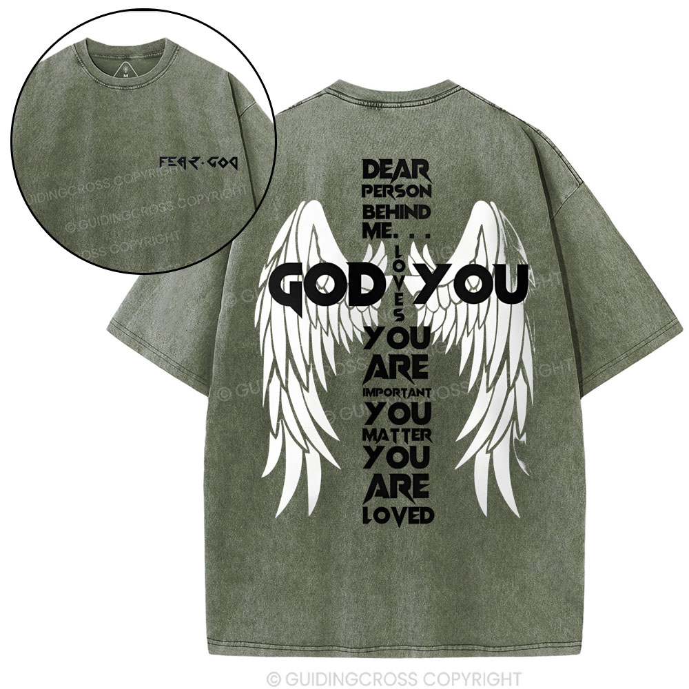 God Loves You Chirstian Washed T-Shirt