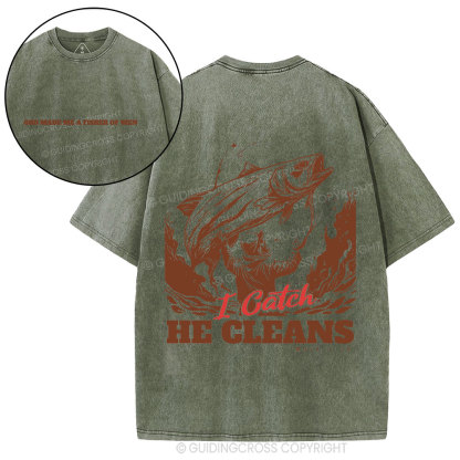 God Made Me A Fisher Of Men Christian Washed T-Shirt