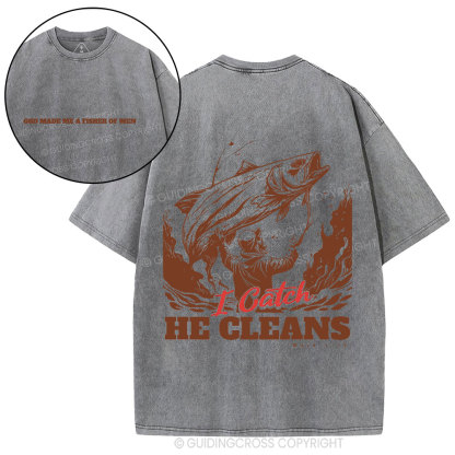 God Made Me A Fisher Of Men Christian Washed T-Shirt