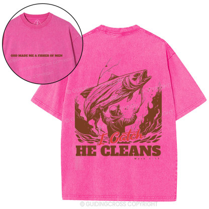 God Made Me A Fisher Of Men Christian Washed T-Shirt