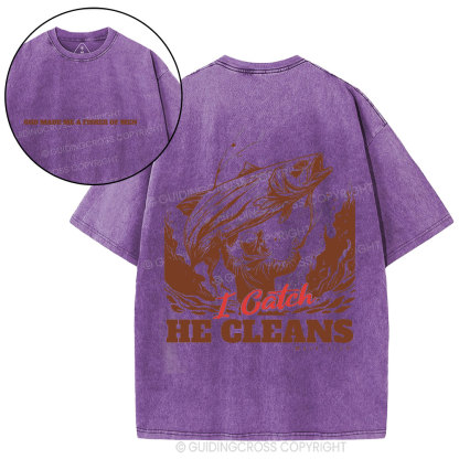 God Made Me A Fisher Of Men Christian Washed T-Shirt