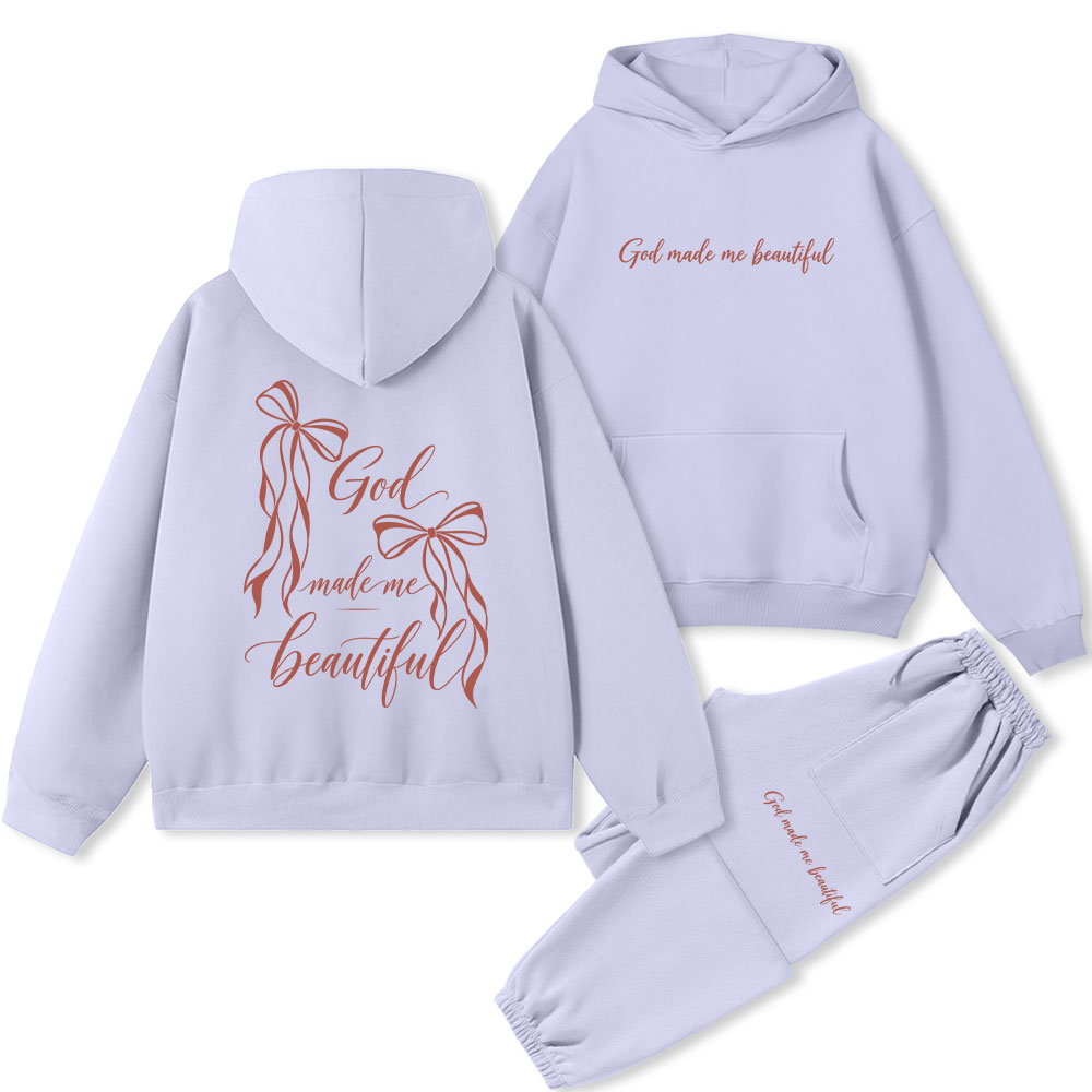 God Made Me Beautiful Christian Premium Fleece Hoodie Set 