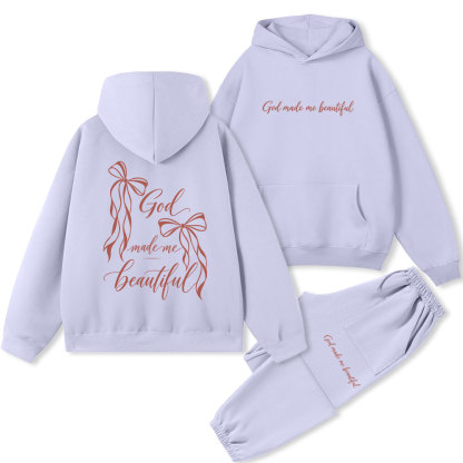 God Made Me Beautiful Christian Premium Fleece Hoodie Set 