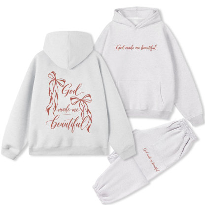 God Made Me Beautiful Christian Premium Fleece Hoodie Set 