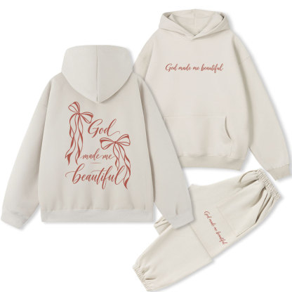 God Made Me Beautiful Christian Premium Fleece Hoodie Set 