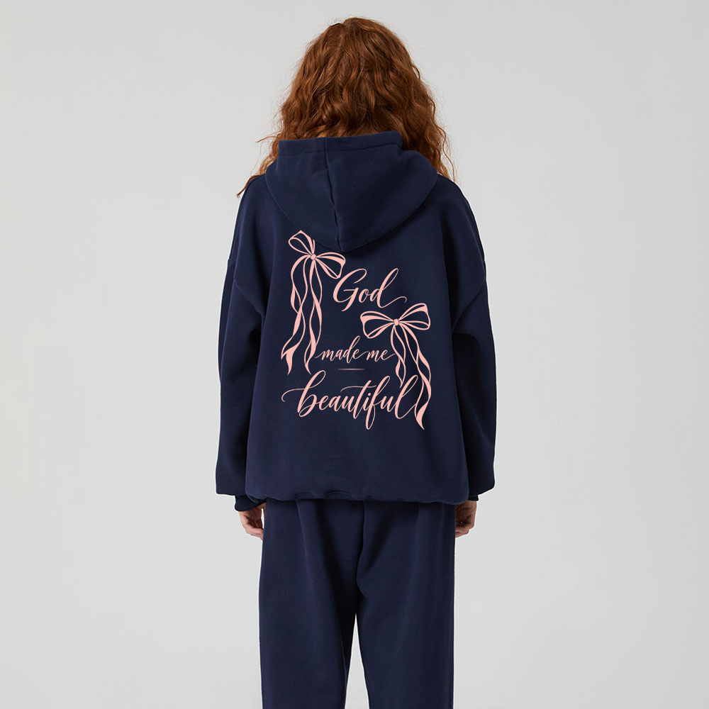 God Made Me Beautiful Christian Premium Fleece Hoodie Set 