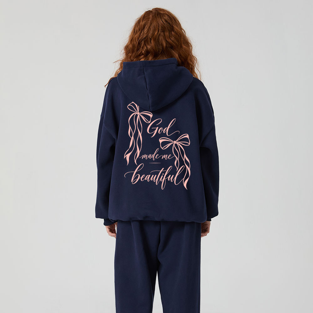 God Made Me Beautiful Christian Premium Fleece Hoodie Set 
