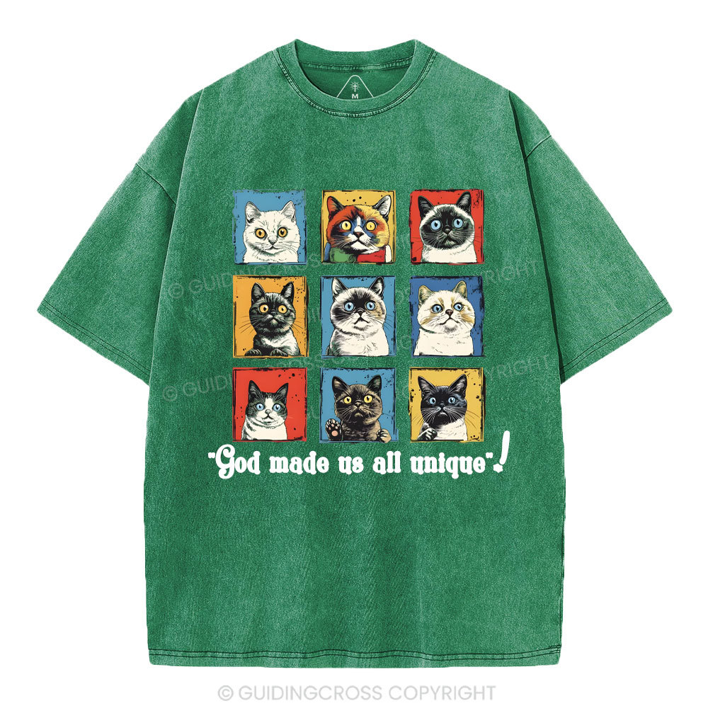 God Made Us All Unique Christian Washed T-Shirt