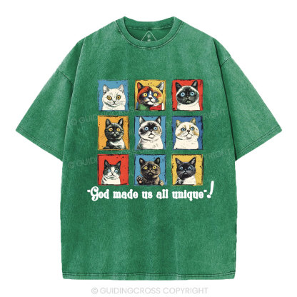 God Made Us All Unique Christian Washed T-Shirt