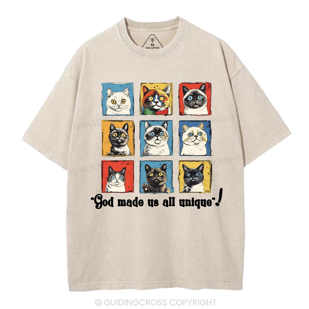 God Made Us All Unique Christian Washed T-Shirt