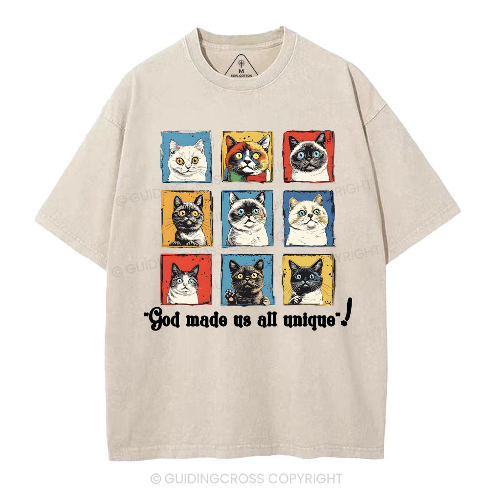 God Made Us All Unique Christian Washed T-Shirt