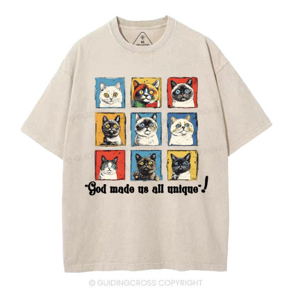 God Made Us All Unique Christian Washed T-Shirt