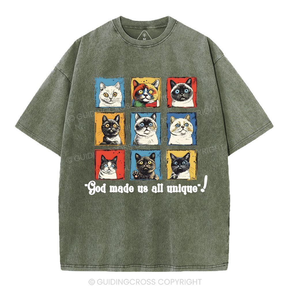 God Made Us All Unique Christian Washed T-Shirt