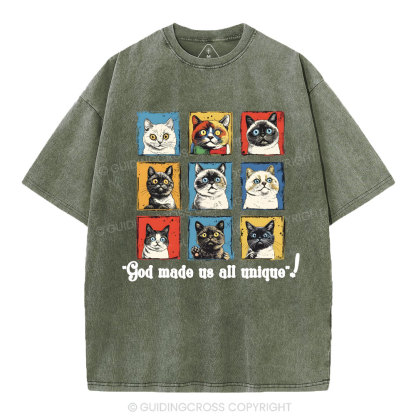 God Made Us All Unique Christian Washed T-Shirt