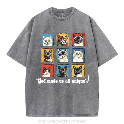 God Made Us All Unique Christian Washed T-Shirt