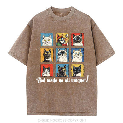 God Made Us All Unique Christian Washed T-Shirt