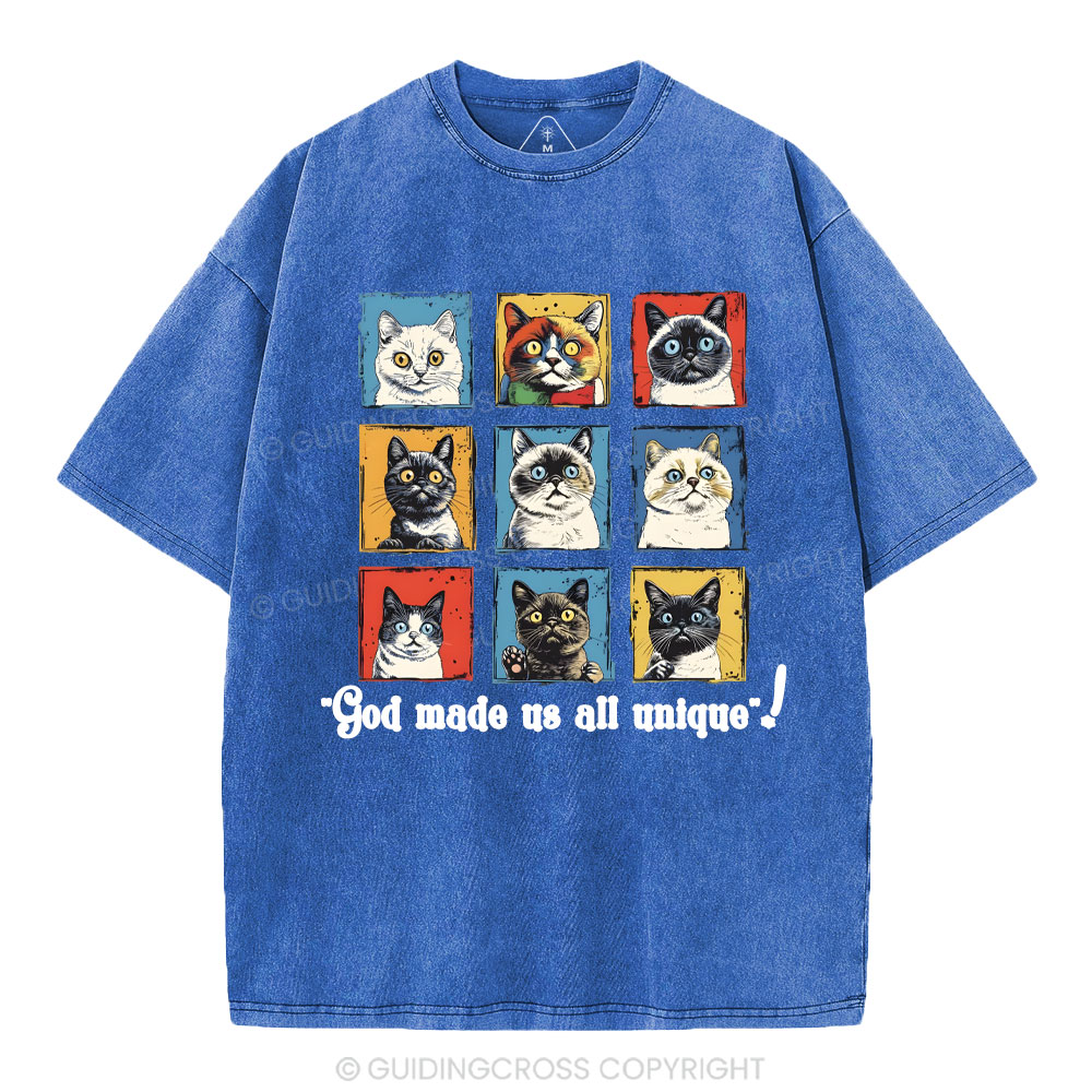 God Made Us All Unique Christian Washed T-Shirt