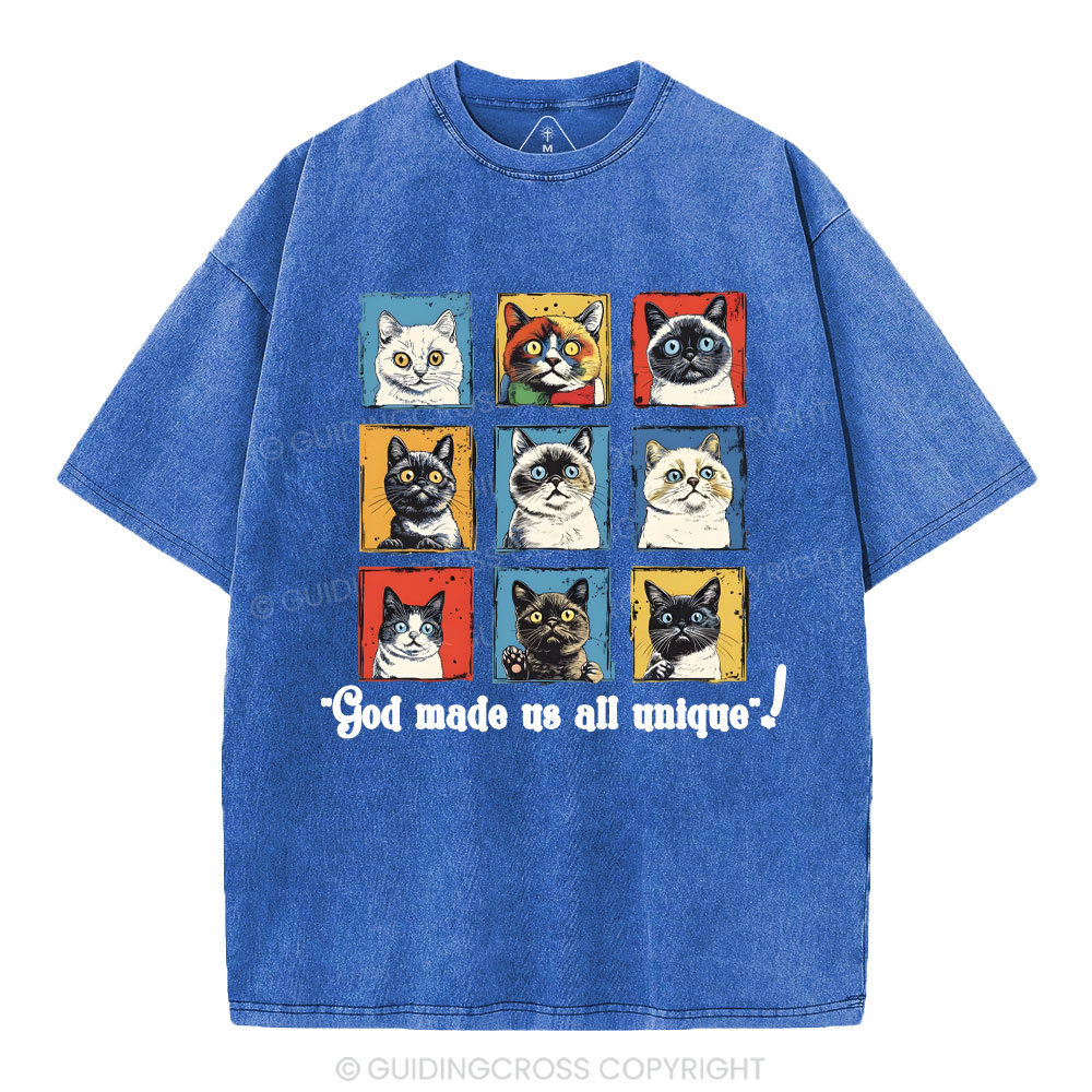 God Made Us All Unique Christian Washed T-Shirt
