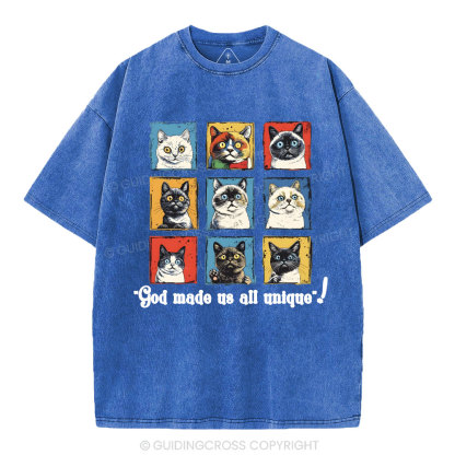 God Made Us All Unique Christian Washed T-Shirt