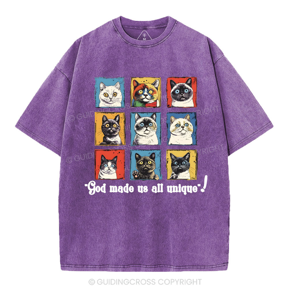God Made Us All Unique Christian Washed T-Shirt