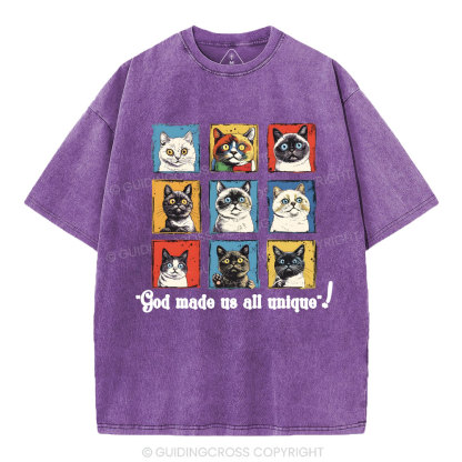 God Made Us All Unique Christian Washed T-Shirt