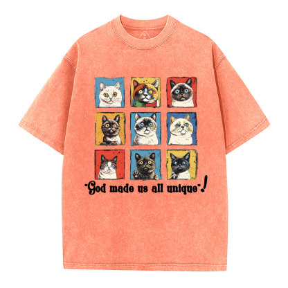 God Made Us All Unique Christian Washed T-Shirt