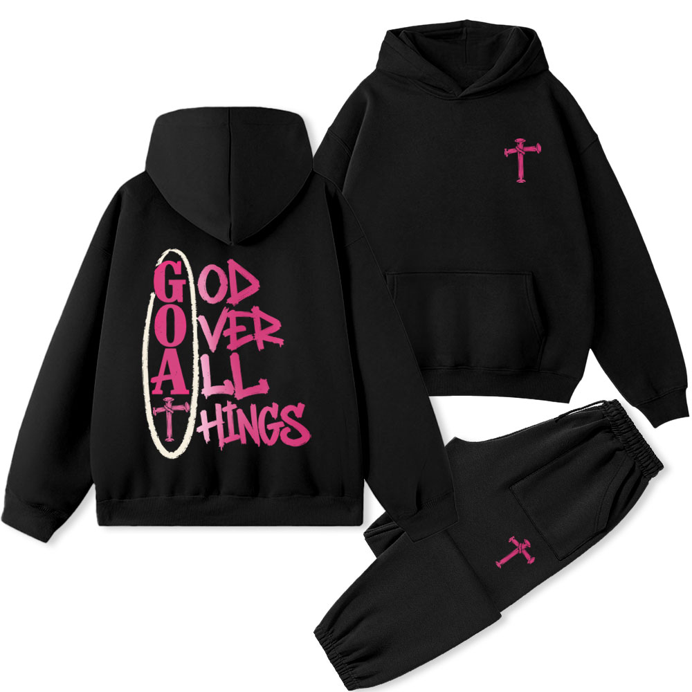God Over All Things Christian Premium Fleece Hoodie Set