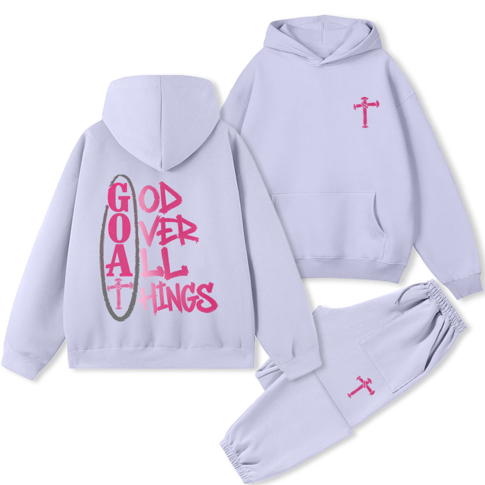 God Over All Things Christian Premium Fleece Hoodie Set