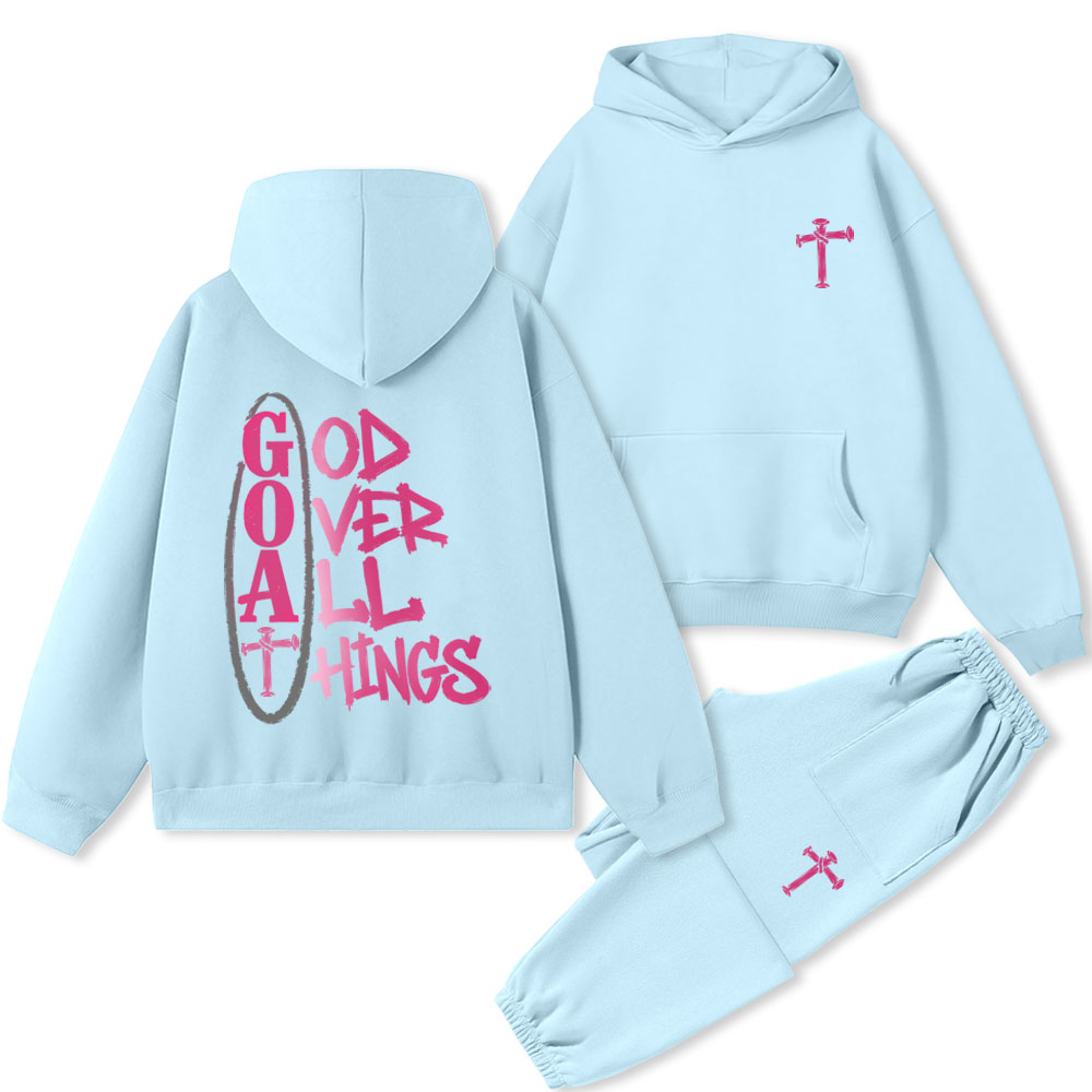 God Over All Things Christian Premium Fleece Hoodie Set