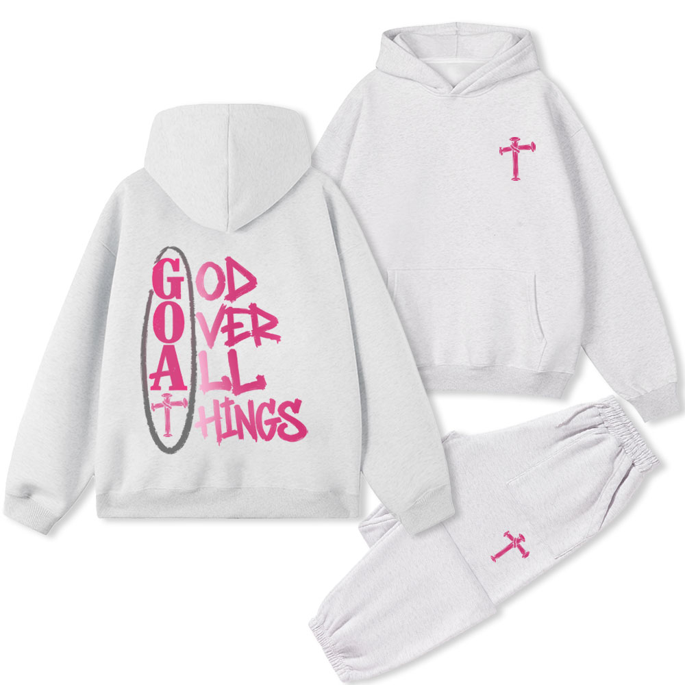 God Over All Things Christian Premium Fleece Hoodie Set
