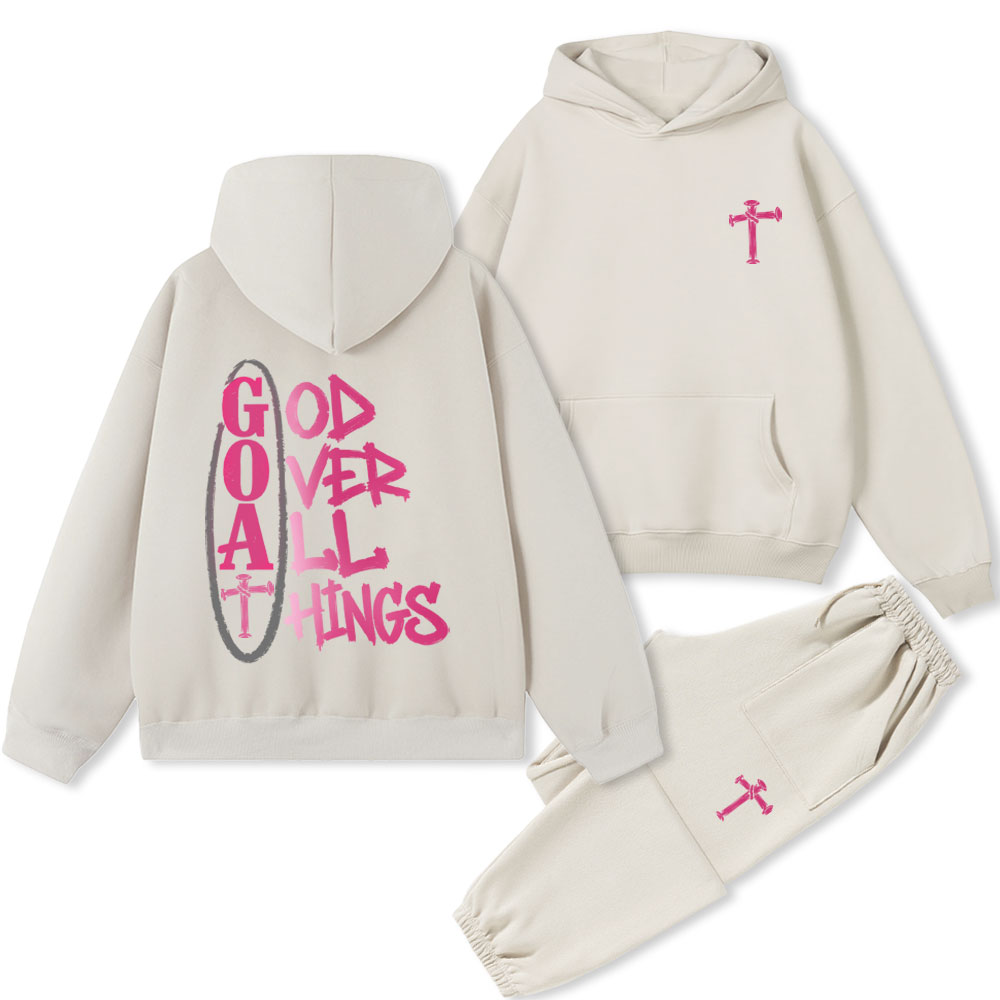 God Over All Things Christian Premium Fleece Hoodie Set