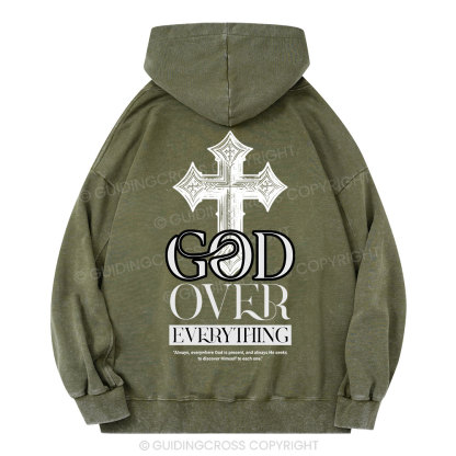 God Over Everything Christian Washed Hoodie
