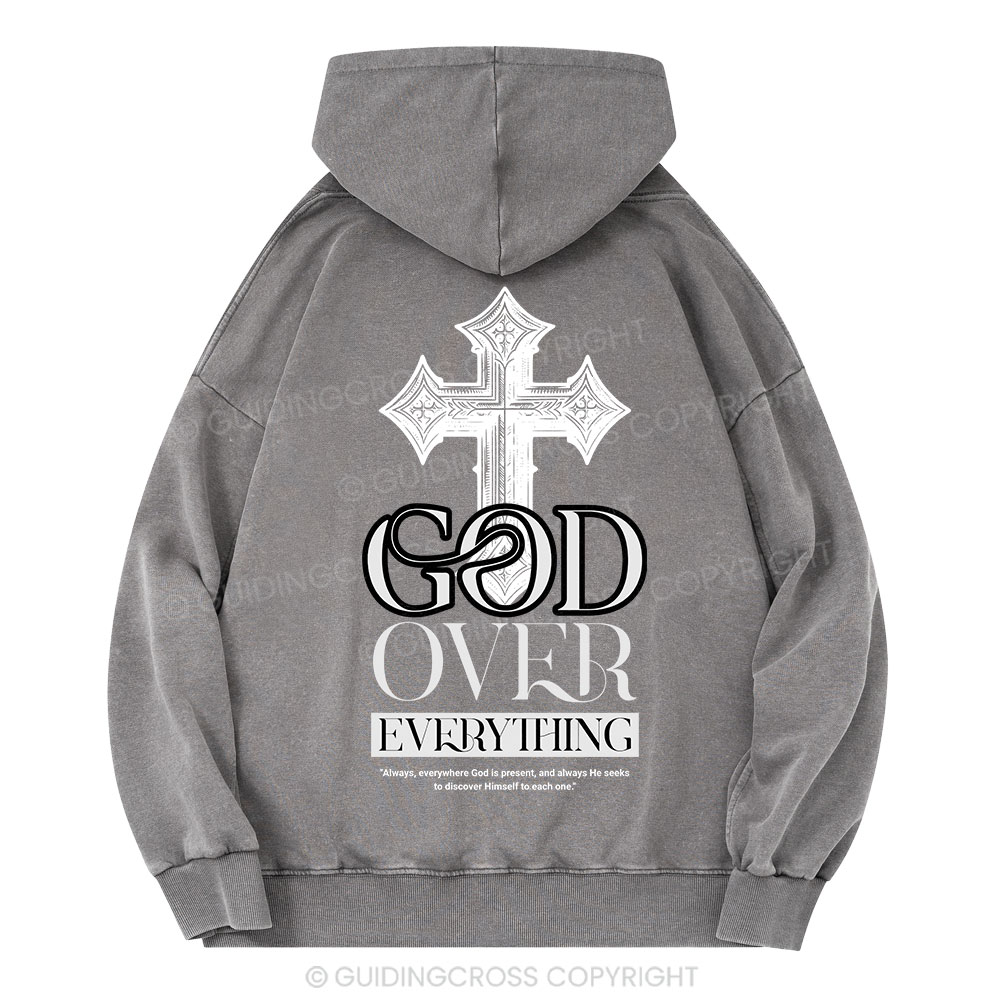 God Over Everything Christian Washed Hoodie