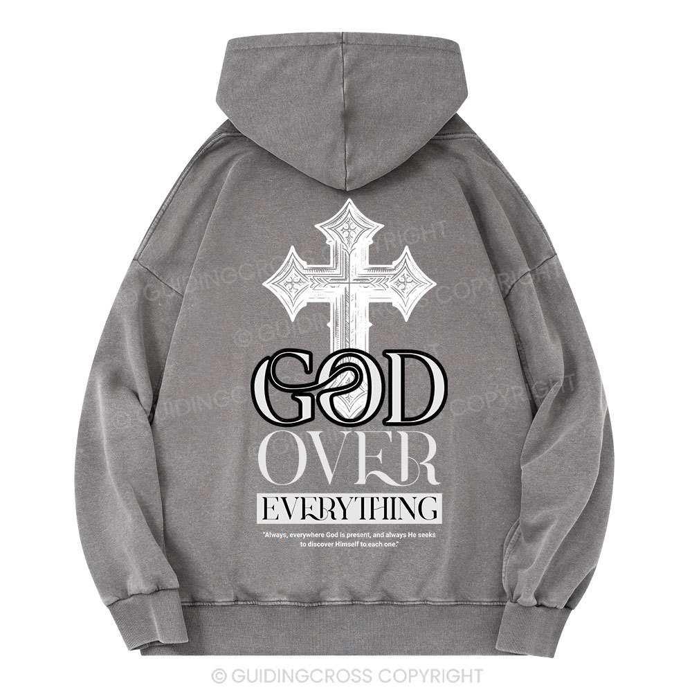 God Over Everything Christian Washed Hoodie