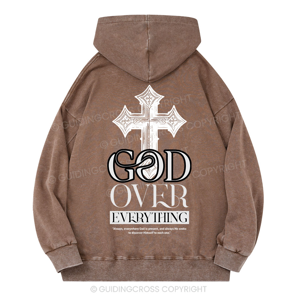 God Over Everything Christian Washed Hoodie