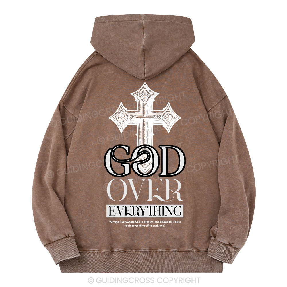 God Over Everything Christian Washed Hoodie