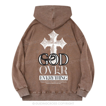 God Over Everything Christian Washed Hoodie