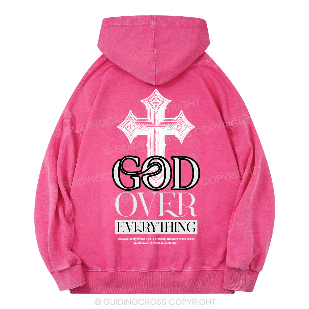 God Over Everything Christian Washed Hoodie
