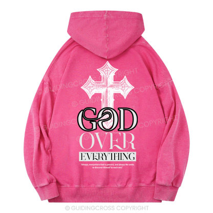 God Over Everything Christian Washed Hoodie