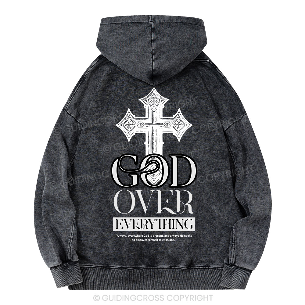 God Over Everything Christian Washed Hoodie